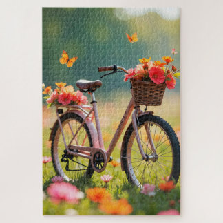 Bicycle in Wildflowers Jigsaw Puzzle