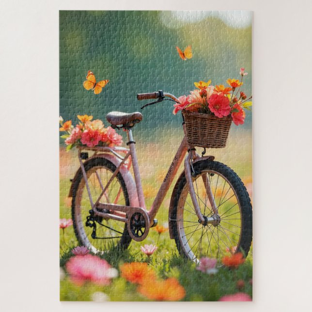Bicycle in Wildflowers Jigsaw Puzzle (Vertical)