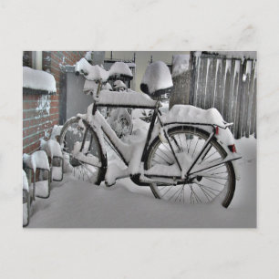 Bicycle in winter postcard