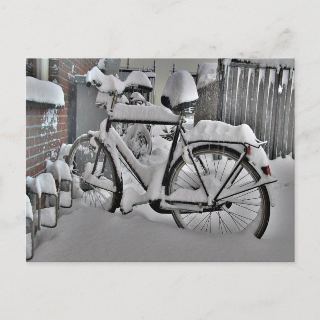 Bicycle in winter postcard (Front)