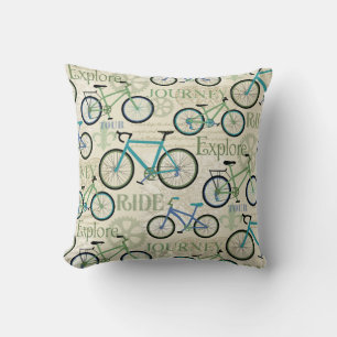 Bicycle Journey Blue Cushion