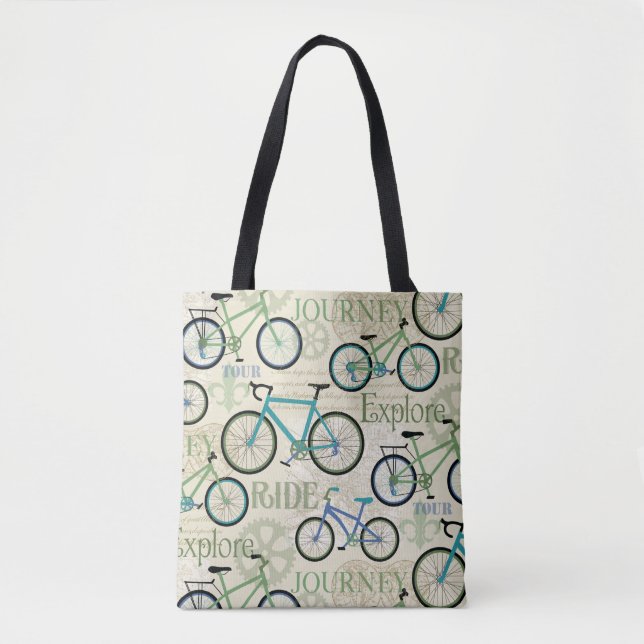 Bicycle Journey Blue Tote Bag (Front)