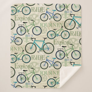 Bicycle Journey Sherpa Blanket