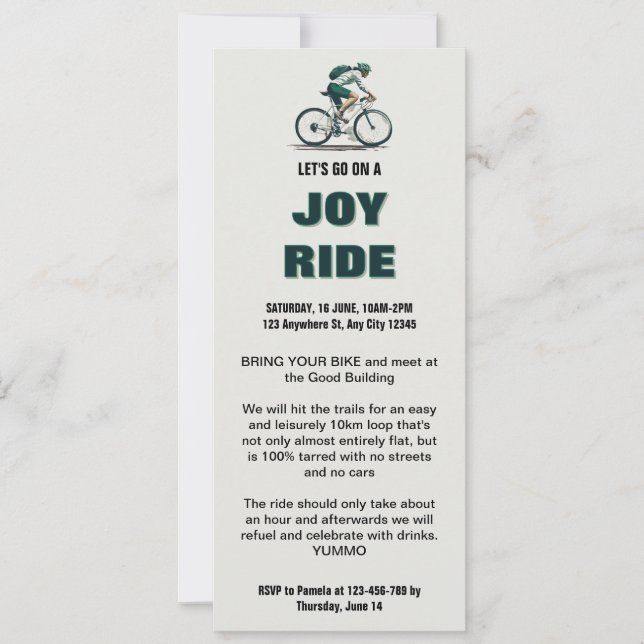 Bicycle Joy Ride Invitation Card (Front)