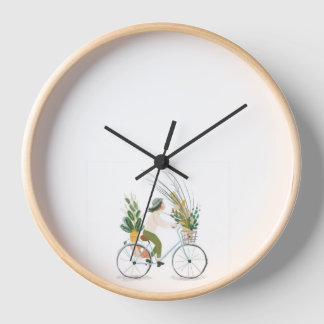 Bicycle Lady O’clock Clock