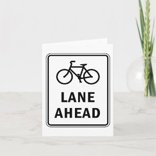 Bicycle Lane Ahead Sign Card