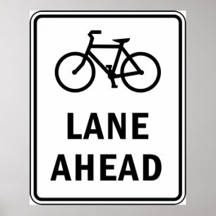 Bicycle Lane Ahead Sign Cycling Road Safety 