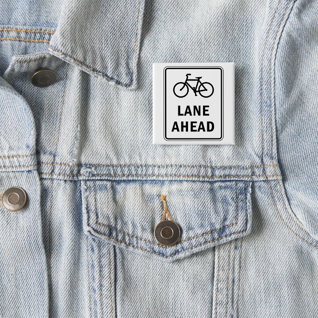 Bicycle Lane Ahead Sign Cycling Road Safety  15 Cm Square Badge (Creator Uploaded)
