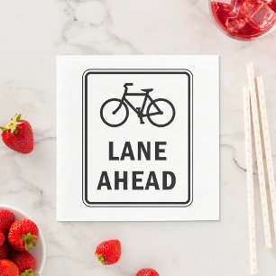Bicycle Lane Ahead Sign Cycling Road Safety  Napkin