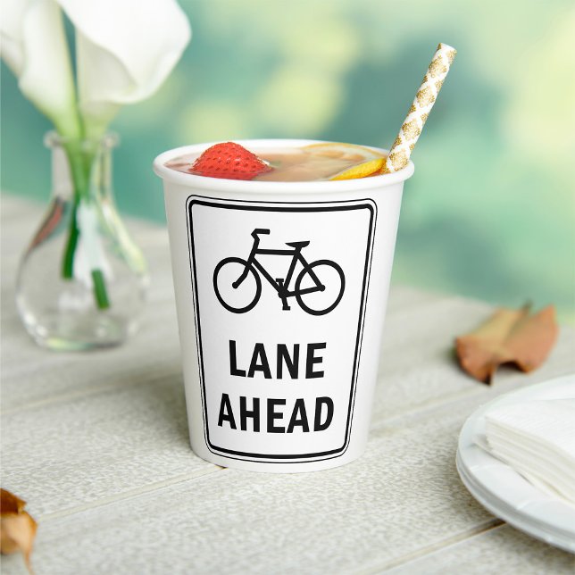Bicycle Lane Ahead Sign Cycling Road Safety  Paper Cups (Creator Uploaded)