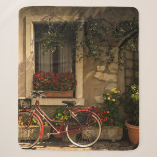 BICYCLE LEANING ON HOUSE SHERPA BLANKET