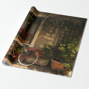BICYCLE LEANING ON HOUSE WRAPPING PAPER