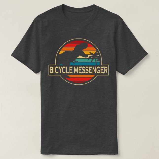 Bicycle Messenger Dinosaur T-Shirt (Design Front)