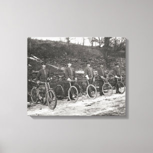 Bicycle & Motorcycle Police, 1915. Vintage Photo Canvas Print