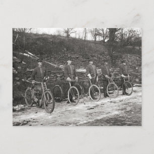 Bicycle & Motorcycle Police, 1915. Vintage Photo Postcard