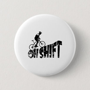 Bicycle Mtb Biking Cycling Biker On Mountain Bike 6 Cm Round Badge