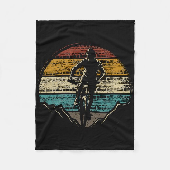 Bicycle Mtb Mountain Bike Downhill Biking Retro  Fleece Blanket (Front)