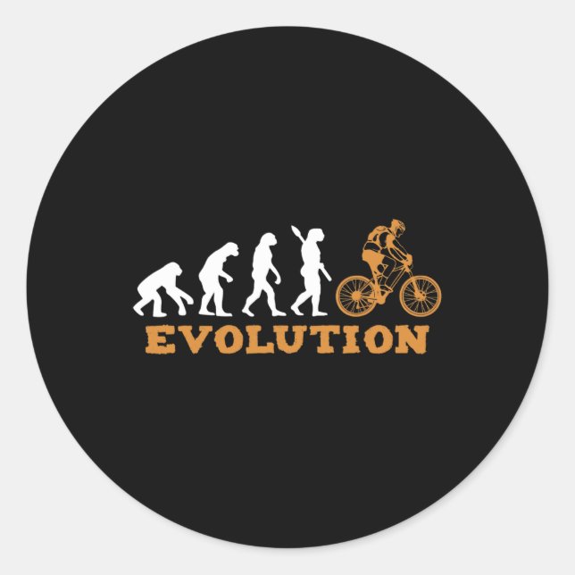 Bicycle Mtb Quotes Mountainbike Cyclist Evolution  Classic Round Sticker (Front)