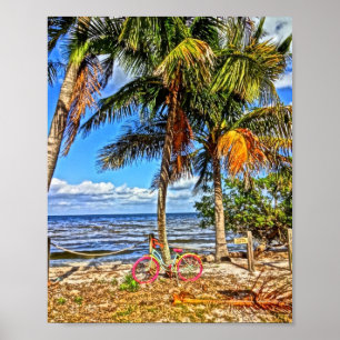 Bicycle on Beach Pine Island Florida Printable Art Poster