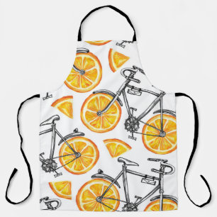 Bicycle Oranges: Watercolor Summer Pattern Apron
