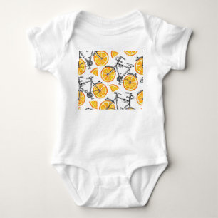Bicycle Oranges: Watercolor Summer Pattern Baby Bodysuit