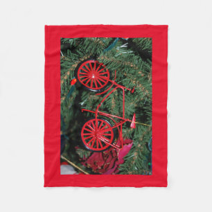 Bicycle ornament on a Christmas Tree Fleece Blanket
