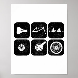 Bicycle Parts Mountain Bike Biking Mtb Cycling Cyl Poster