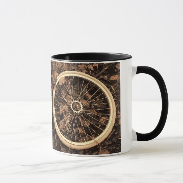 Bicycle parts with autumn leaves coffee cup (Right)