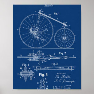 Bicycle Patent 1888 Blueprint Poster