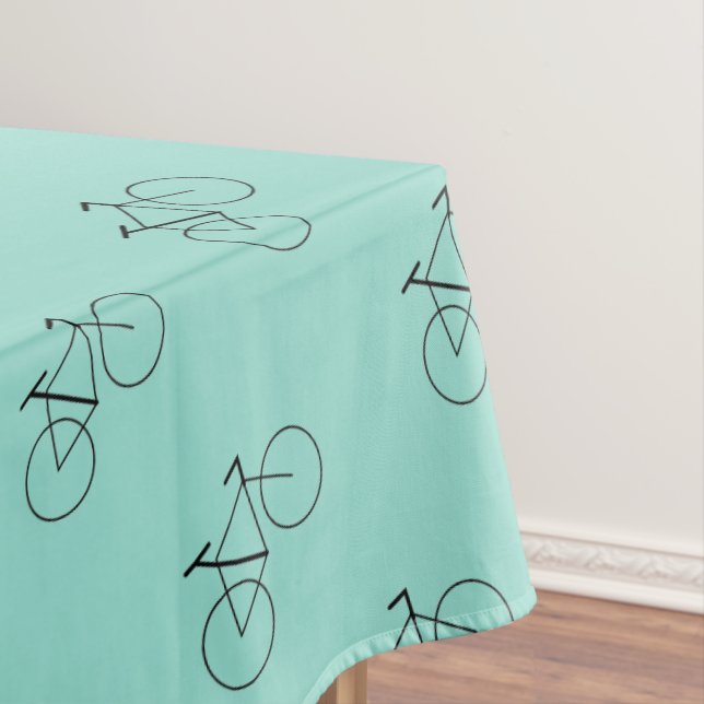 Bicycle Pattern in Robin Egg Blue Elegant Tablecloth (In Situ)