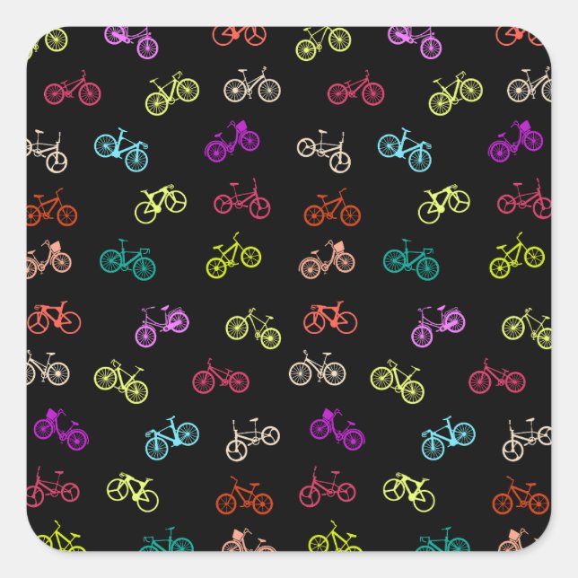 Bicycle pattern invitation square sticker (Front)