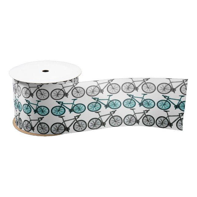 Bicycle Print Design Satin Ribbon (Spool)