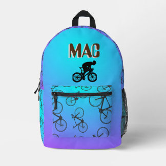 Bicycle printed backpack with his name
