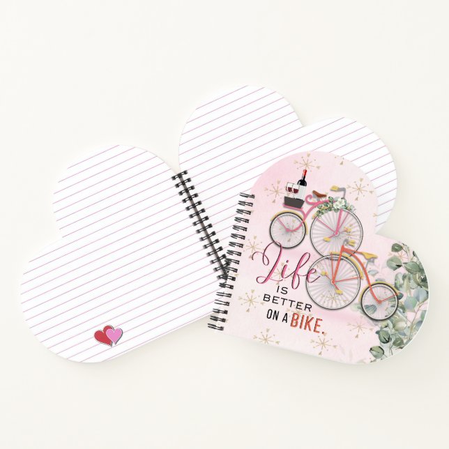 Bicycle Quote Heart-Shaped Notebook (Inside)