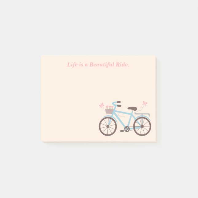 Bicycle Quote Life is A Beautiful Ride Post-it Notes (Front)