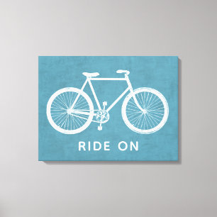 Bicycle Quote Turquoise Blue Art Canvas Print