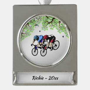 Bicycle Race Personal Silver Plated Banner Ornament