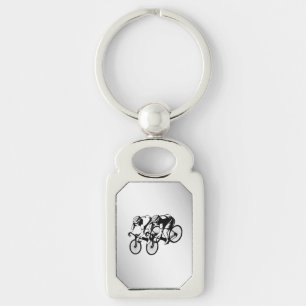 Bicycle Race Silver Key Ring