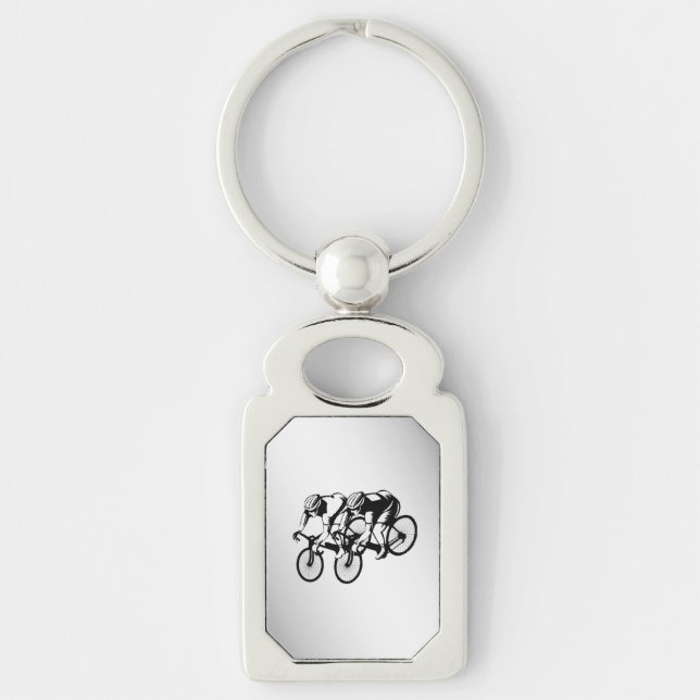 Bicycle Race Silver Key Ring (Front)