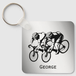 Bicycle Race Silver Personal Key Ring