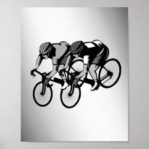 Bicycle Racers Silver Poster