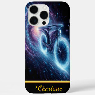 Bicycle races through a swirling cosmic tunnel iPhone 16 pro max case