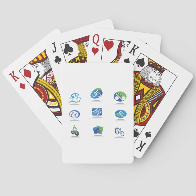 Bicycle Racing Icons Blue and Green Sport Playing Cards (Back)