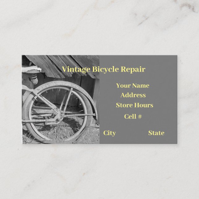 bicycle repair shop fix repair chain and sprocket business card (Front)