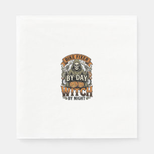 Bicycle Repair Witch Vintage Halloween Bike Mechan Napkin
