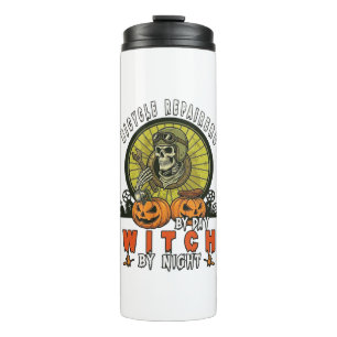 Bicycle Repairers Witch Skull Wrench Pumpkins Hall Thermal Tumbler