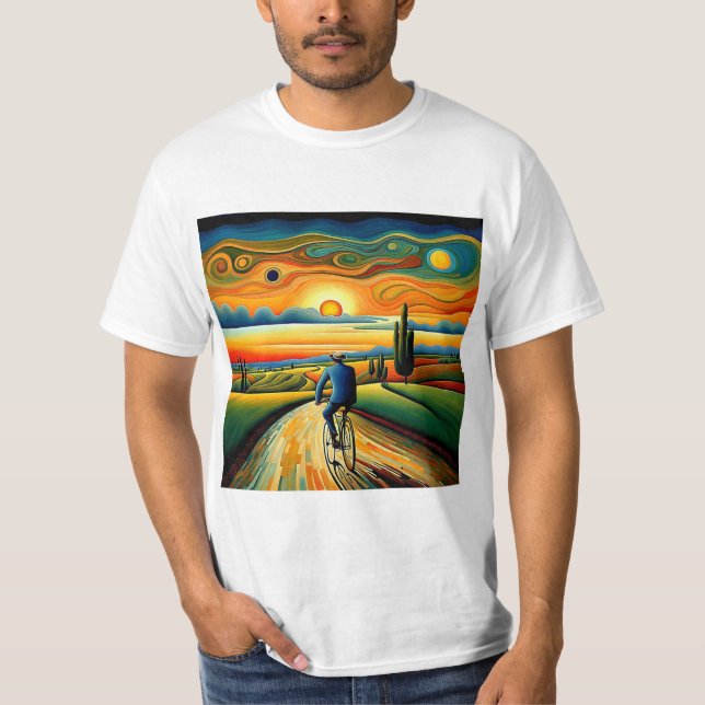 Bicycle ride at sunset 3 T-Shirt (Front)