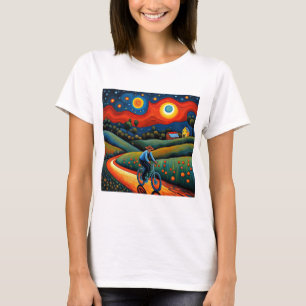 Bicycle ride on starry night 1 T-Shirt