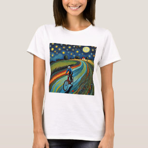 Bicycle ride on starry night 3 T-Shirt