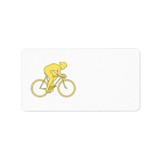 Bicycle Rider in Yellow. Label